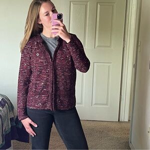 J Jill Cranberry Cotton Cardigan